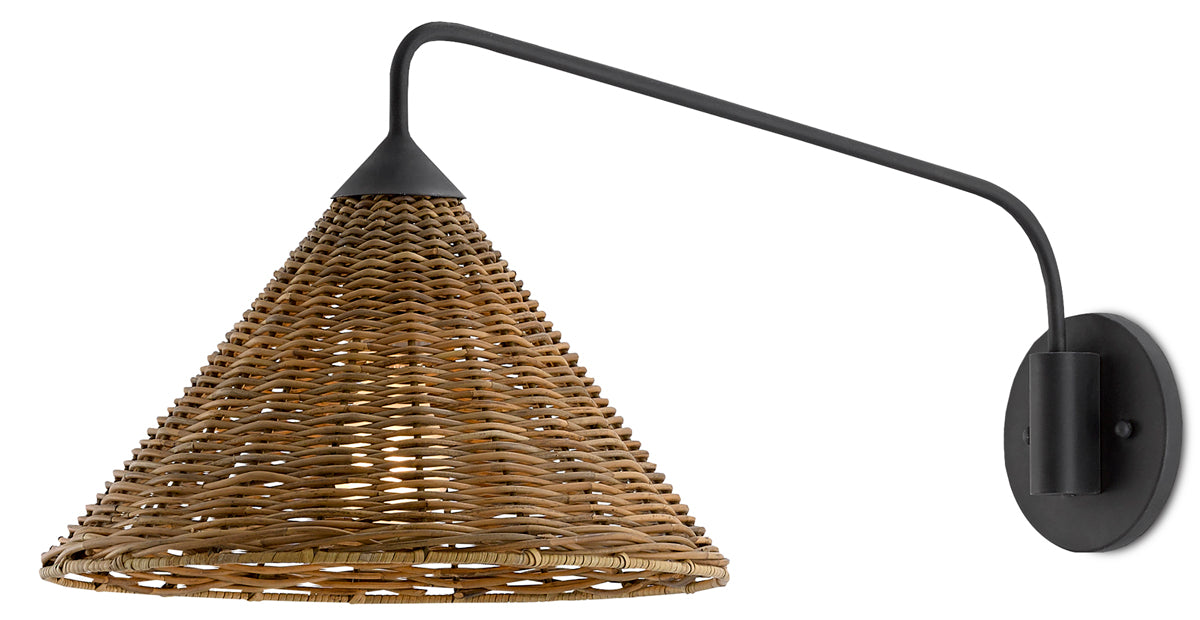  Basket 1-Light Wall Sconce In Blacksmith & Natural