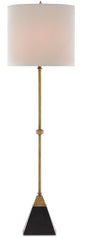  Recluse 1-Light Table Lamp In Vintage Brass & Black With Bone Linen Shade
