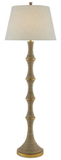  Bourgeon 1-Light Floor Lamp In Natural & Dark Contemporary Gold Leaf With Beige Poplin Cotton Shade