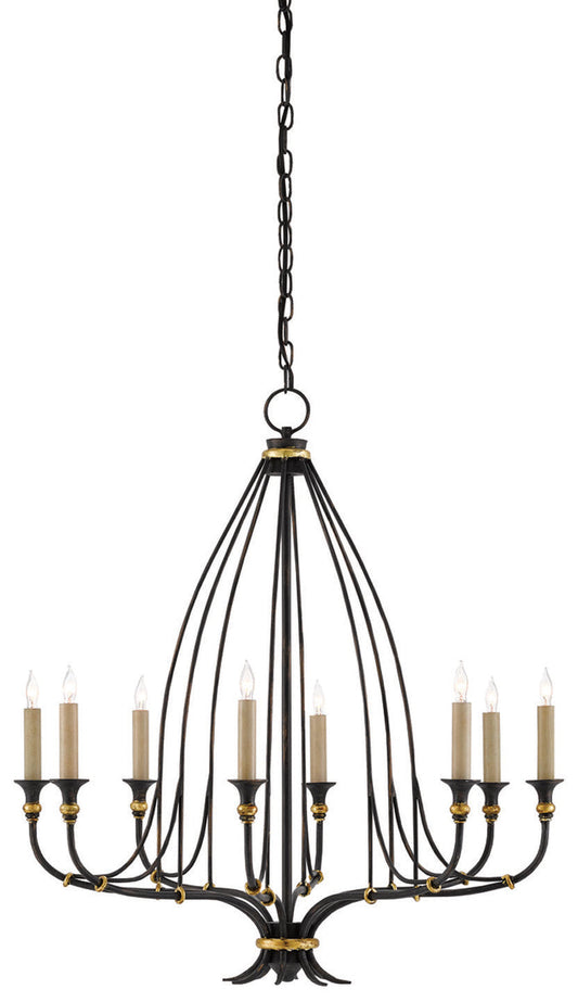  Folgate 8-Light Chandelier In French Black & Gold Leaf