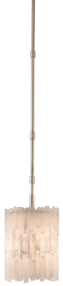  Moonstone 1-Light Pendant In Natural & Chinois Silver Leaf