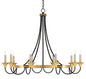  Hanlon 8-Light Chandelier In Washed Black & Contemporary Gold Leaf
