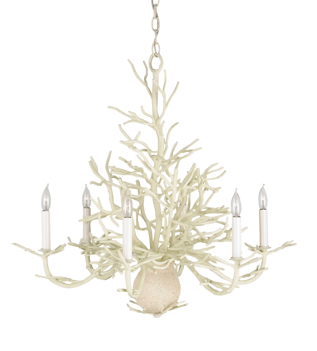  Seaward 6-Light Chandelier In White Coral & Natural Sand