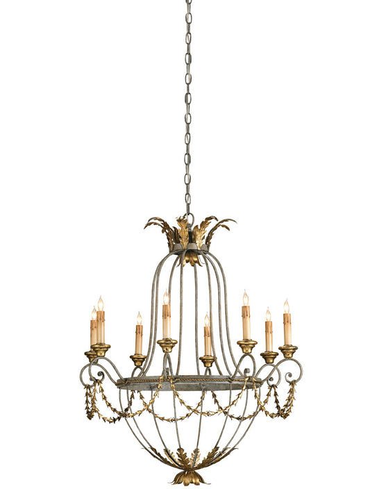  Elegance 8-Light Chandelier In Etruscan & Gold Leaf
