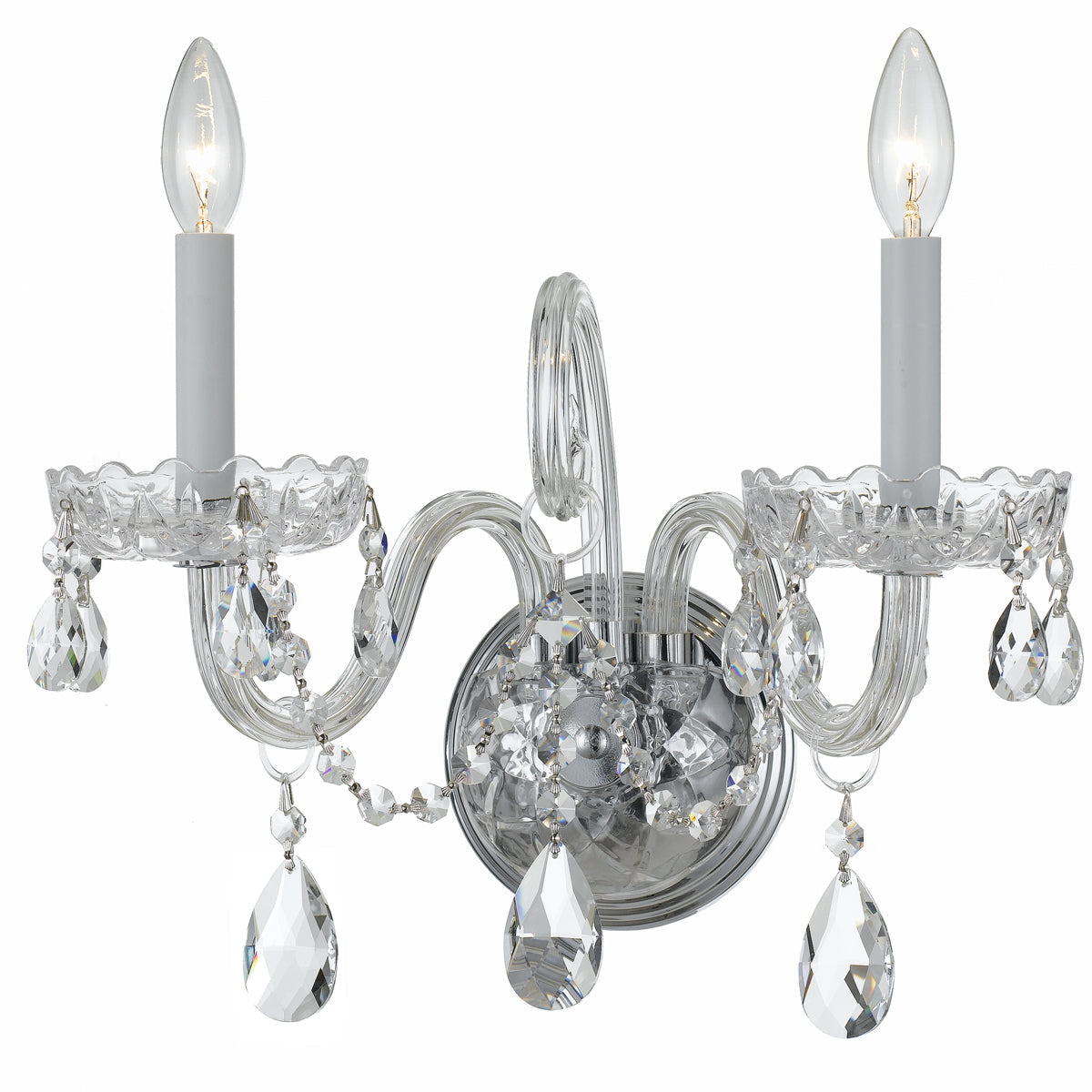  Traditional Crystal 2-Light Wall Mount