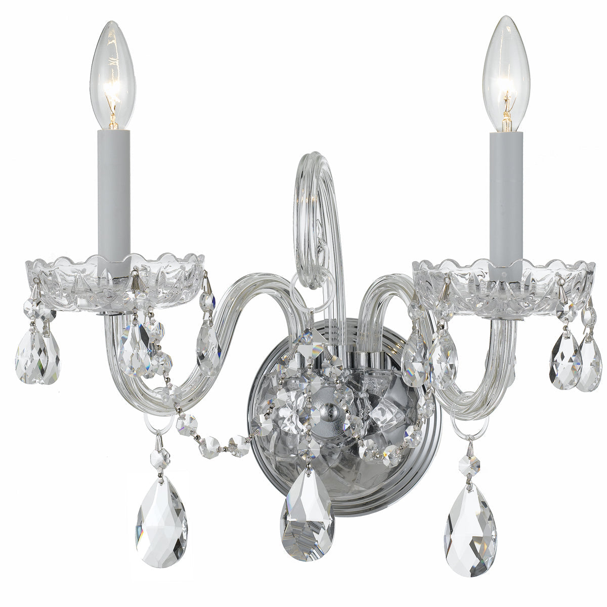  Traditional Crystal 2-Light Wall Mount