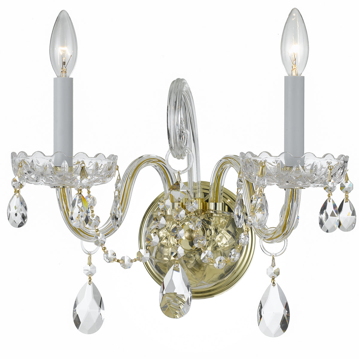  Traditional Crystal 2-Light Wall Mount