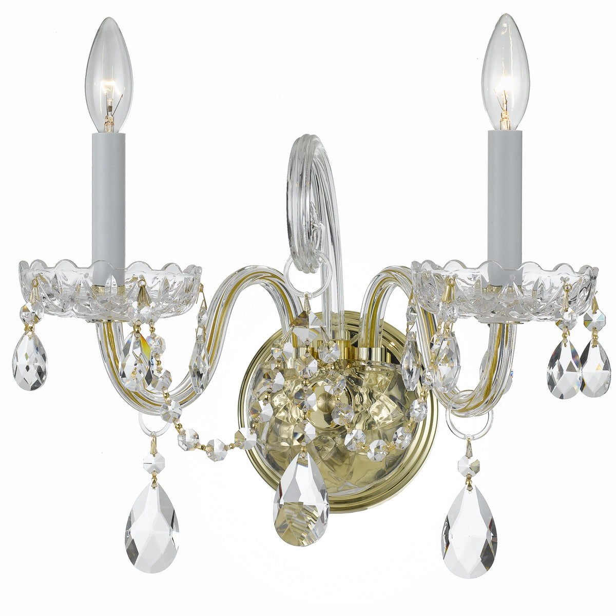  Traditional Crystal 2-Light Wall Mount