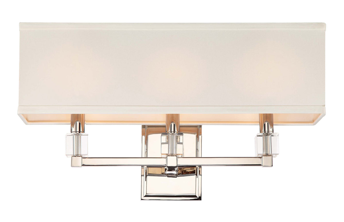  Dixon 3-Light Bathroom Vanity In Polished Nickel With Crystal Cubes