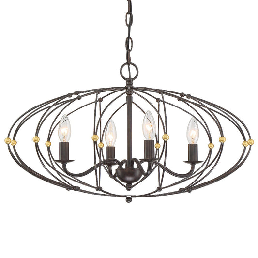  Zucca 4-Light Chandelier In English Bronze & Antique Gold