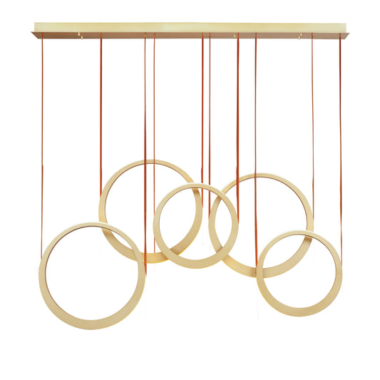  Tether 5-Light LED Pendant In Natural Aged Brass