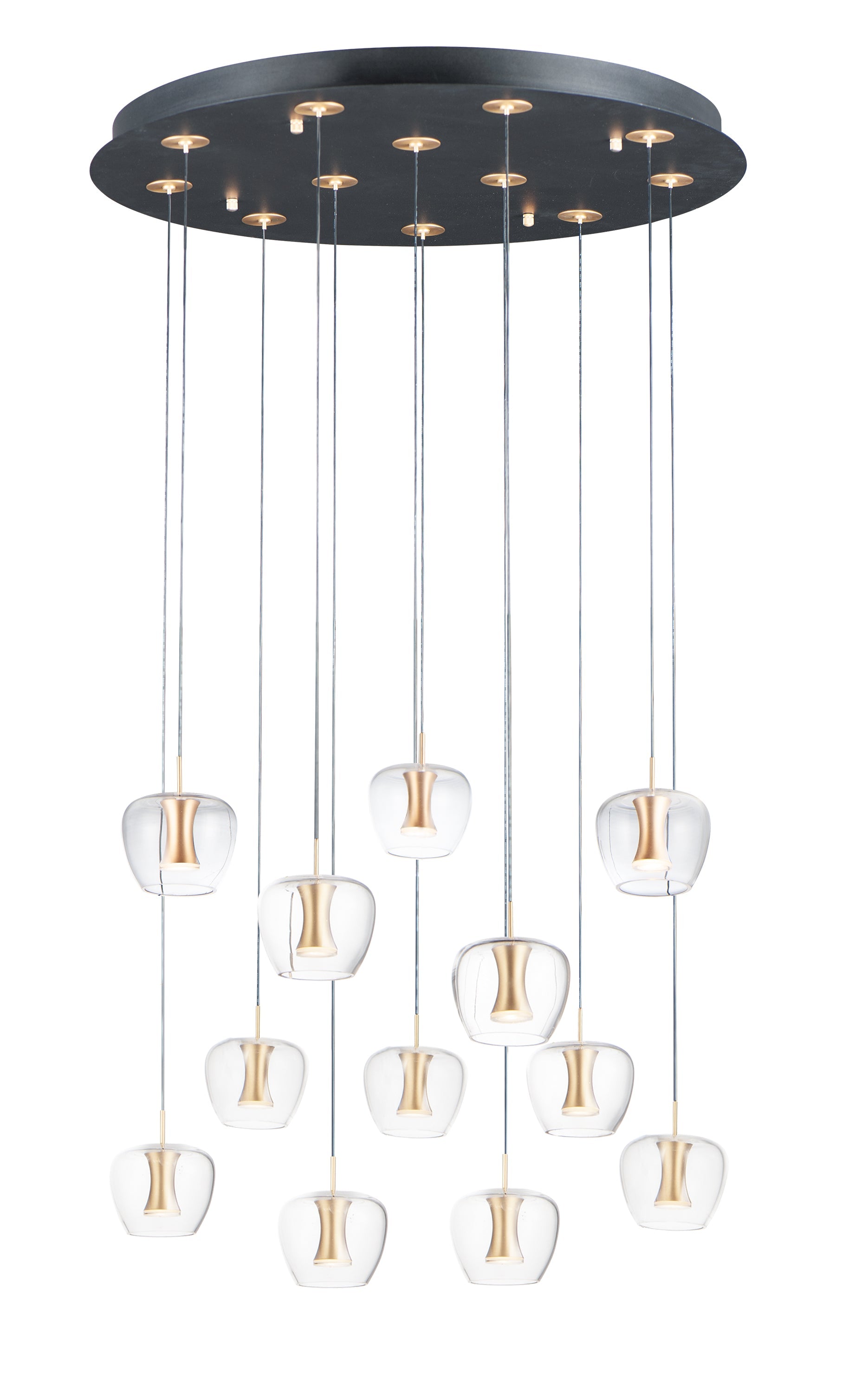  Newton 12-Light LED Pendant In Black & Gold