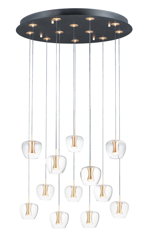  Newton 12-Light LED Pendant In Black & Gold