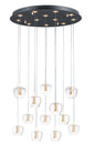  Newton 12-Light LED Pendant In Black & Gold