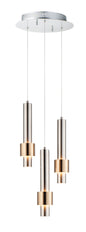  Reveal 3-Light LED Pendant In Satin Nickel & Satin Brass