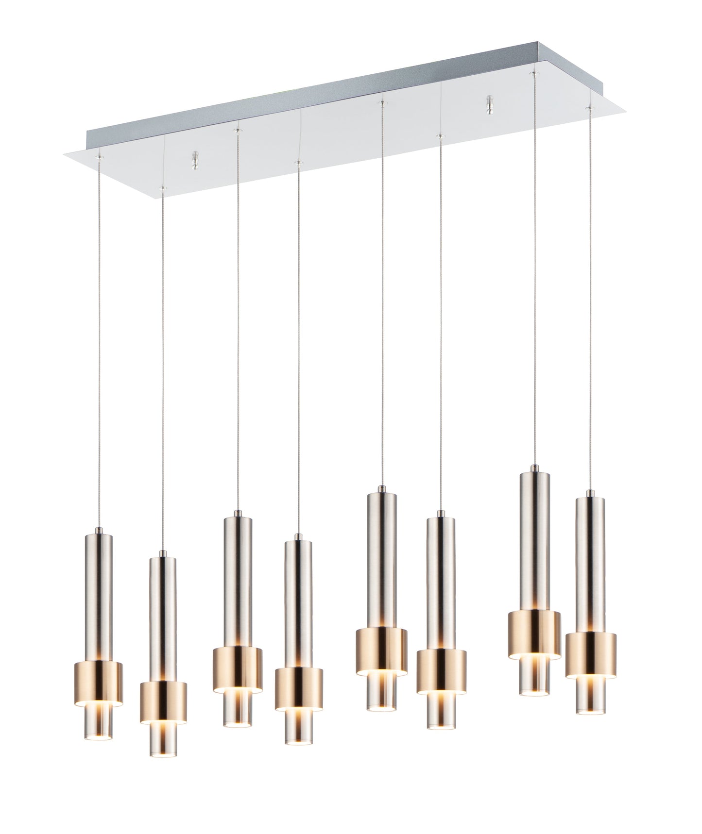  Reveal 8-Light LED Pendant In Satin Nickel & Satin Brass