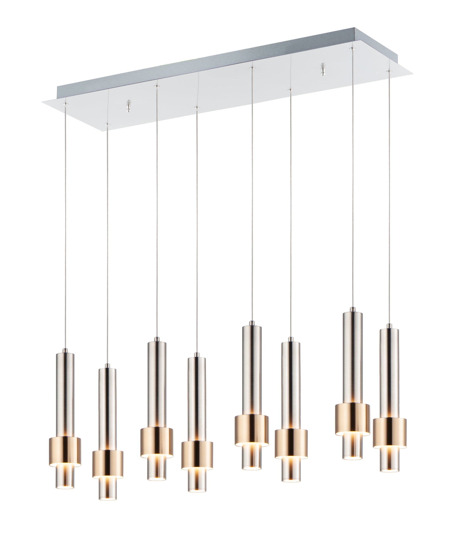  Reveal 8-Light LED Pendant In Satin Nickel & Satin Brass