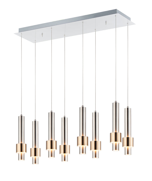  Reveal 8-Light LED Pendant In Satin Nickel & Satin Brass