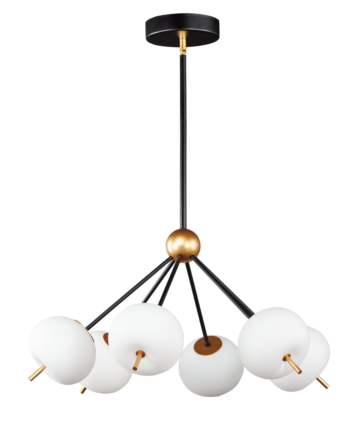  Quest 6-Light LED Pendant In Black & Gold