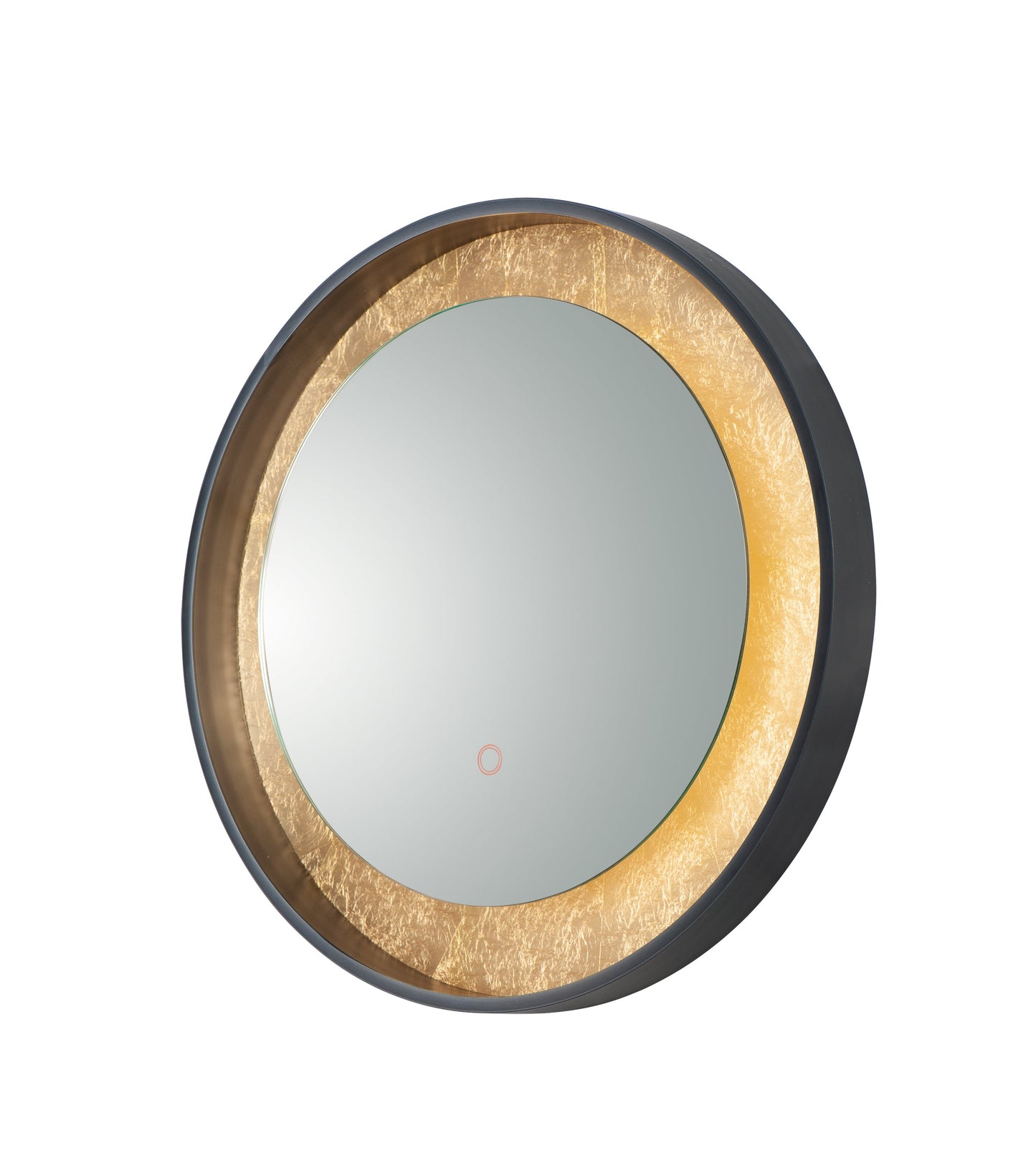  Floating LED Mirror Round 23.5" In Gold Leaf & Black