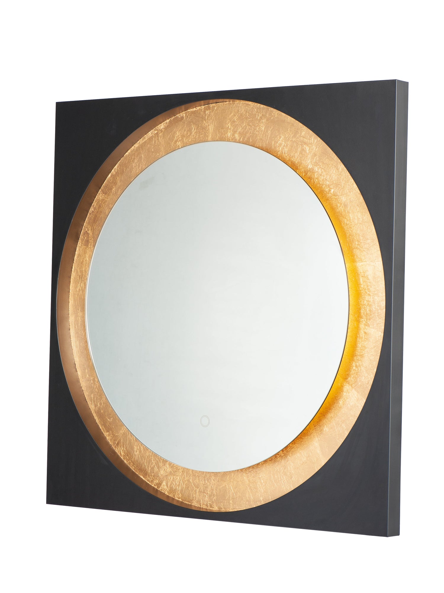  Floating LED Mirror Square 31.5" In Gold Leaf & Black