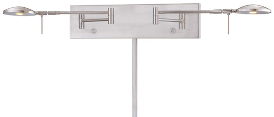  George's Reading Room 2-Light LED Swing Arm Wall Lamp In Brushed Nickel