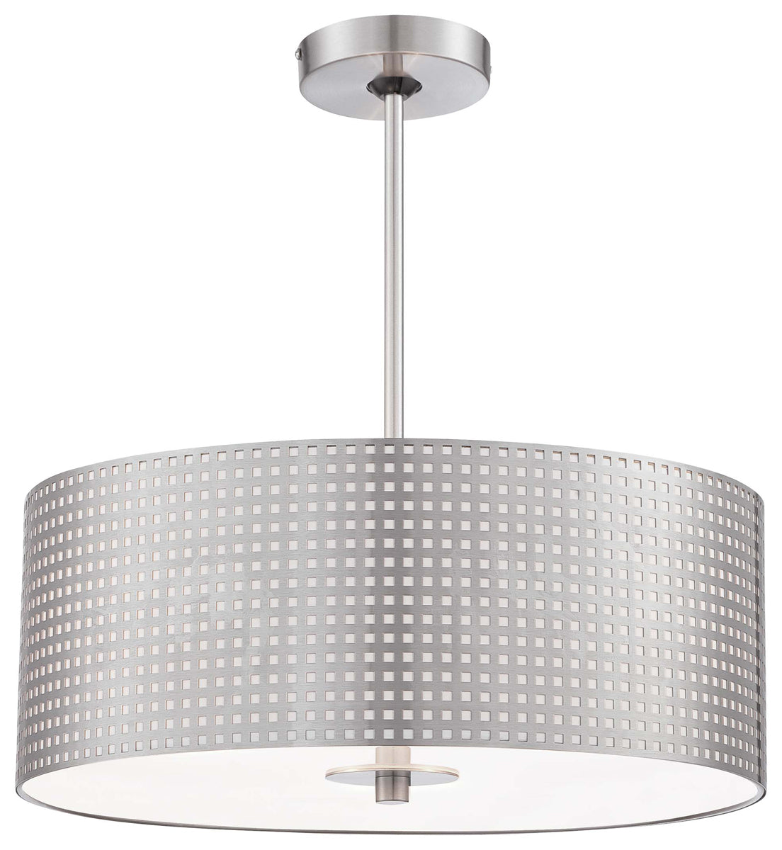  Grid 3-Light Drum Pendant In Brushed Nickel