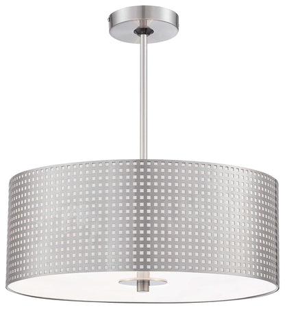  Grid 3-Light Drum Pendant In Brushed Nickel