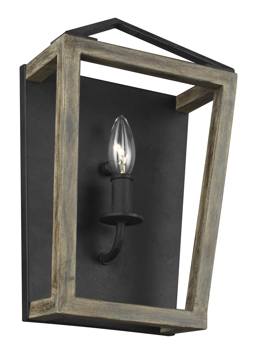  Gannet Bath Sconce In Weathered Oak Wood/Antique Forged Iron