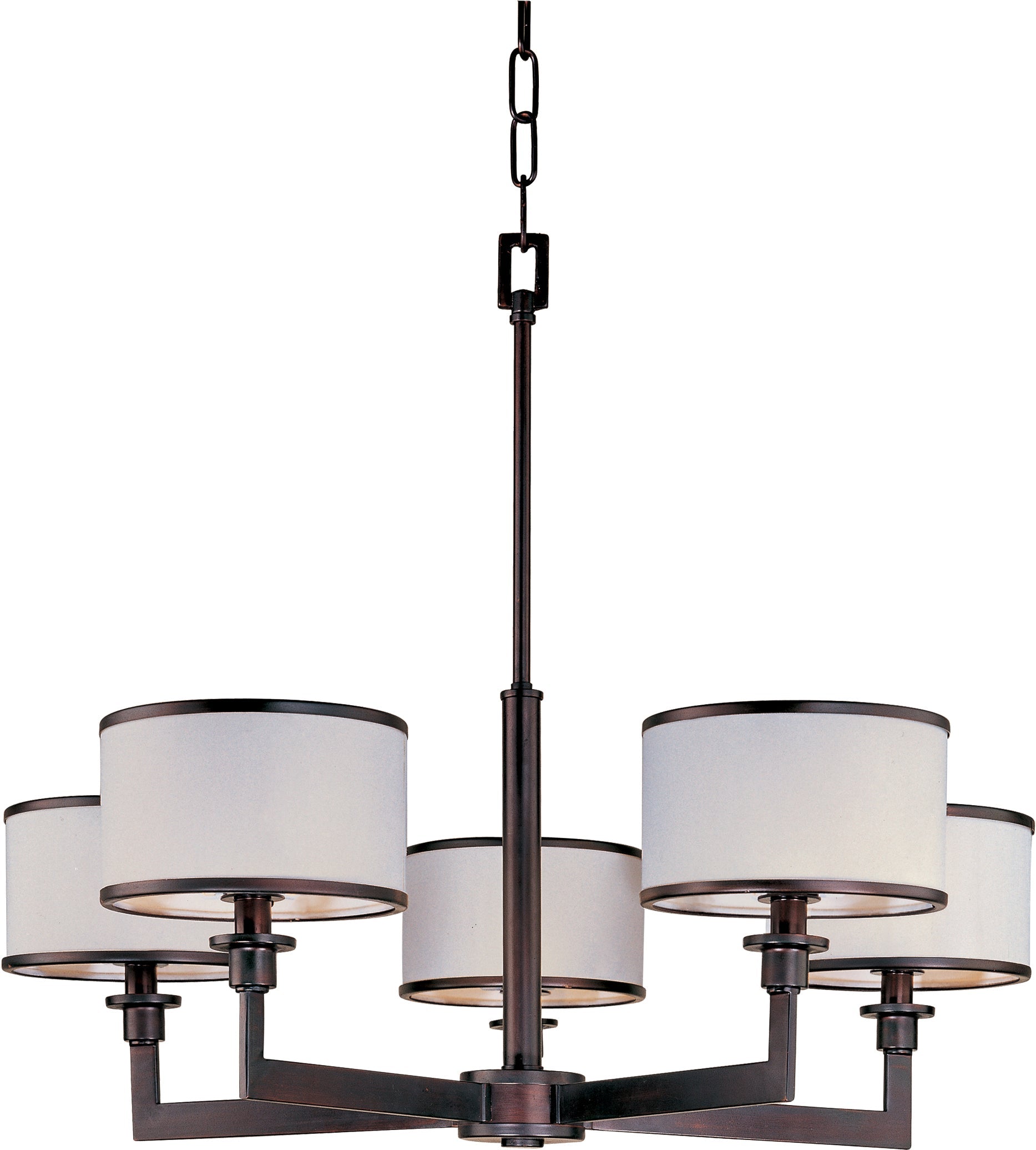 Maxim Nexus 5-Light Chandelier In Oil Rubbed Bronze With White Glass/Shade