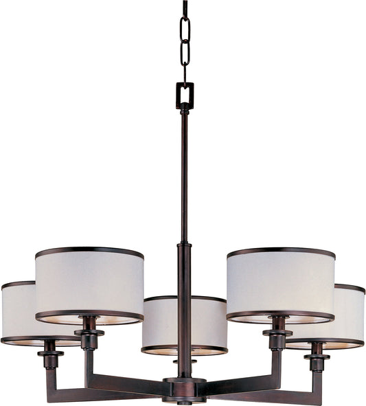 Maxim Nexus 5-Light Chandelier In Oil Rubbed Bronze With White Glass/Shade