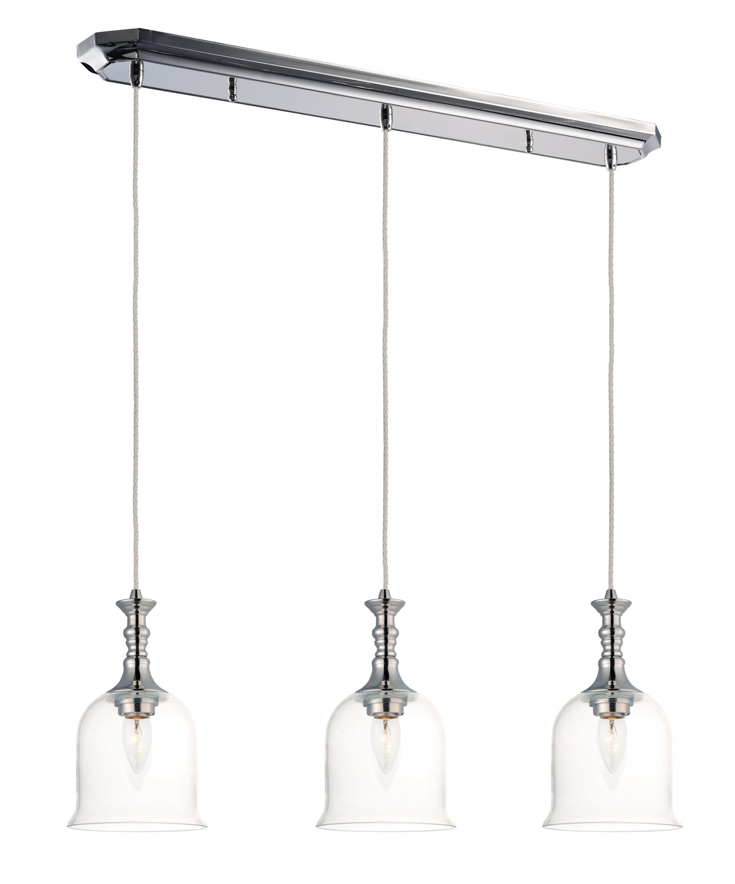 Maxim Centennial 3-Light Pendant In Polished Nickel With Clear Glass