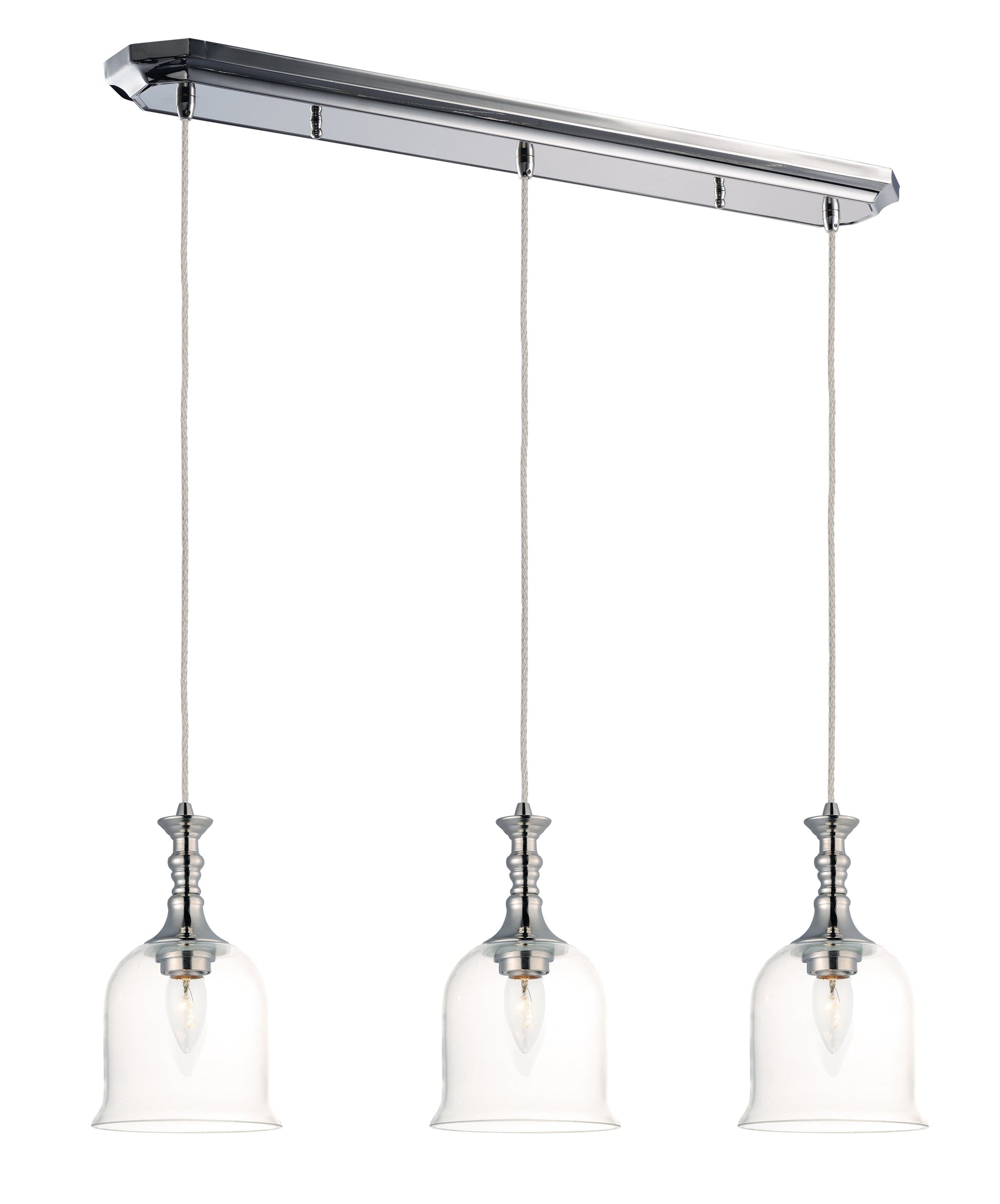 Maxim Centennial 3-Light Pendant In Polished Nickel With Clear Glass