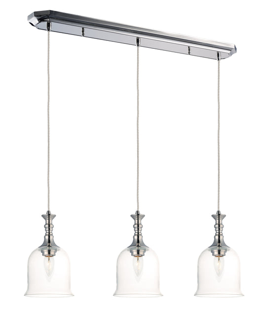 Maxim Centennial 3-Light Pendant In Polished Nickel With Clear Glass
