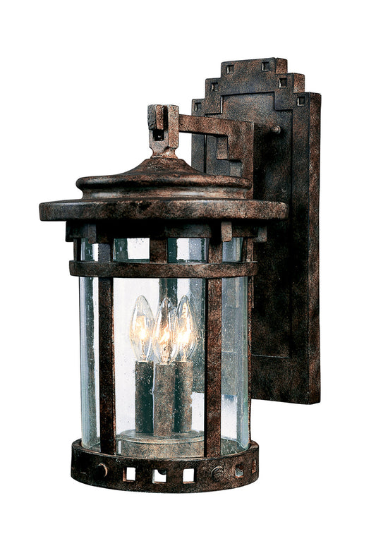 Maxim Santa Barbara Cast 3-Light Outdoor Wall Lantern In Sienna With Seedy Glass
