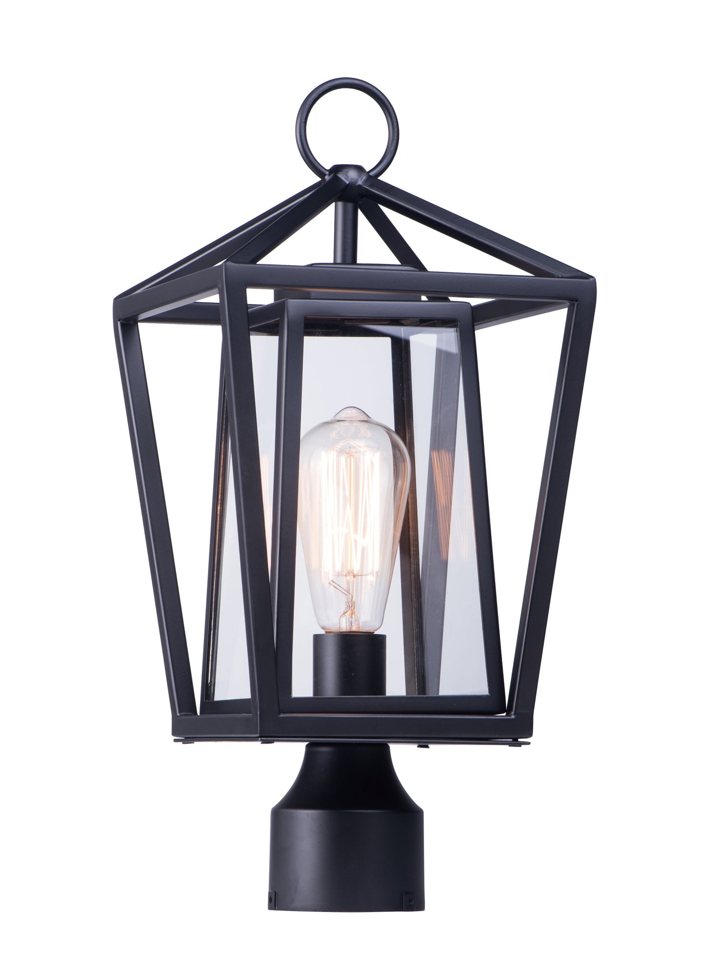 Maxim Artisan 1-Light Outdoor Post Lamp In Black With Clear Glass