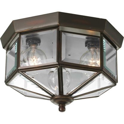 3-Light BeveLED Glass 9.75" Close-to-Ceiling