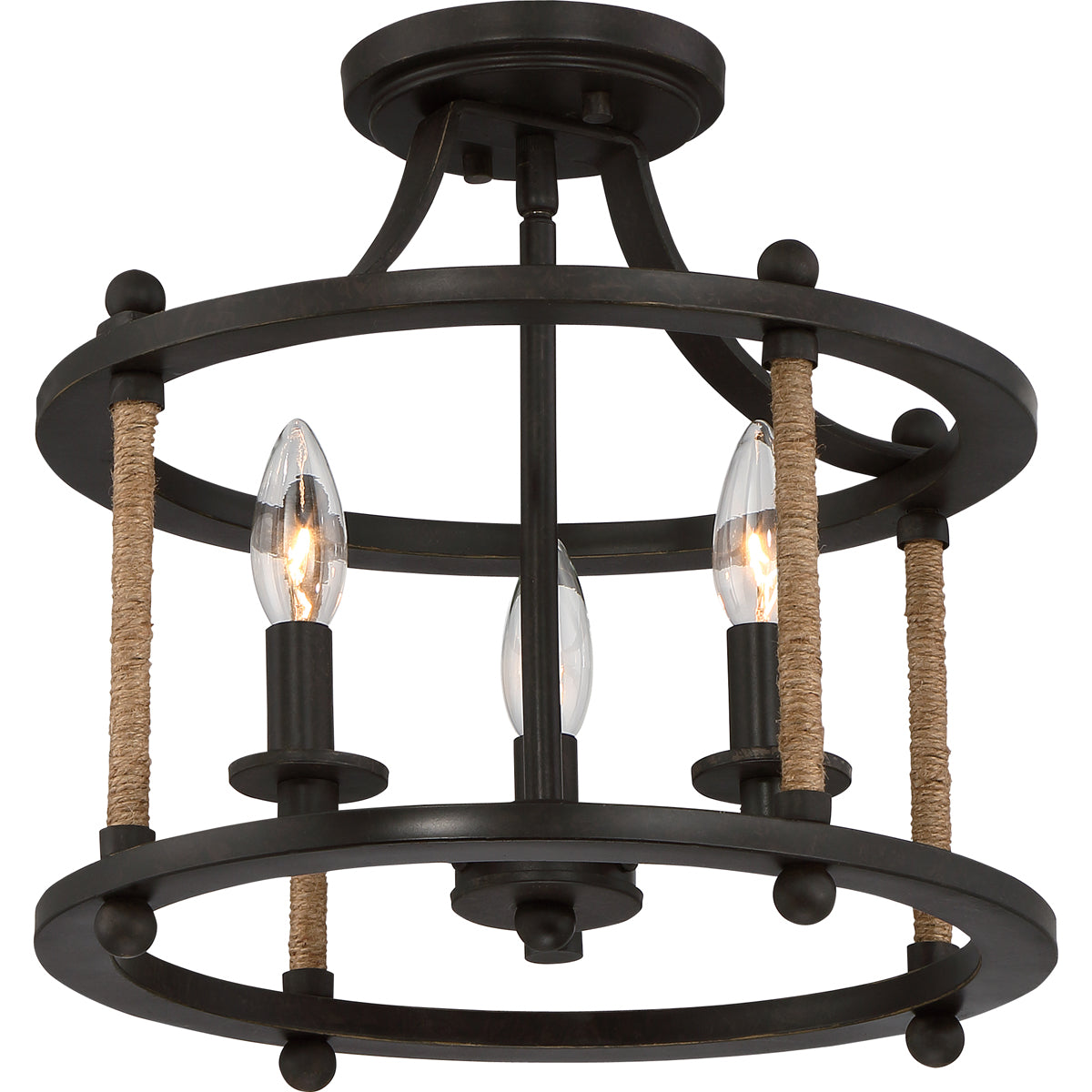  Frontier 3-Light Semi-Flush Mount In Imperial Bronze
