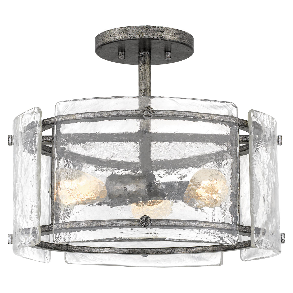  Fortress 3-Light Semi-Flush Mount In Mottled Silver