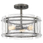  Fortress 3-Light Semi-Flush Mount In Mottled Silver