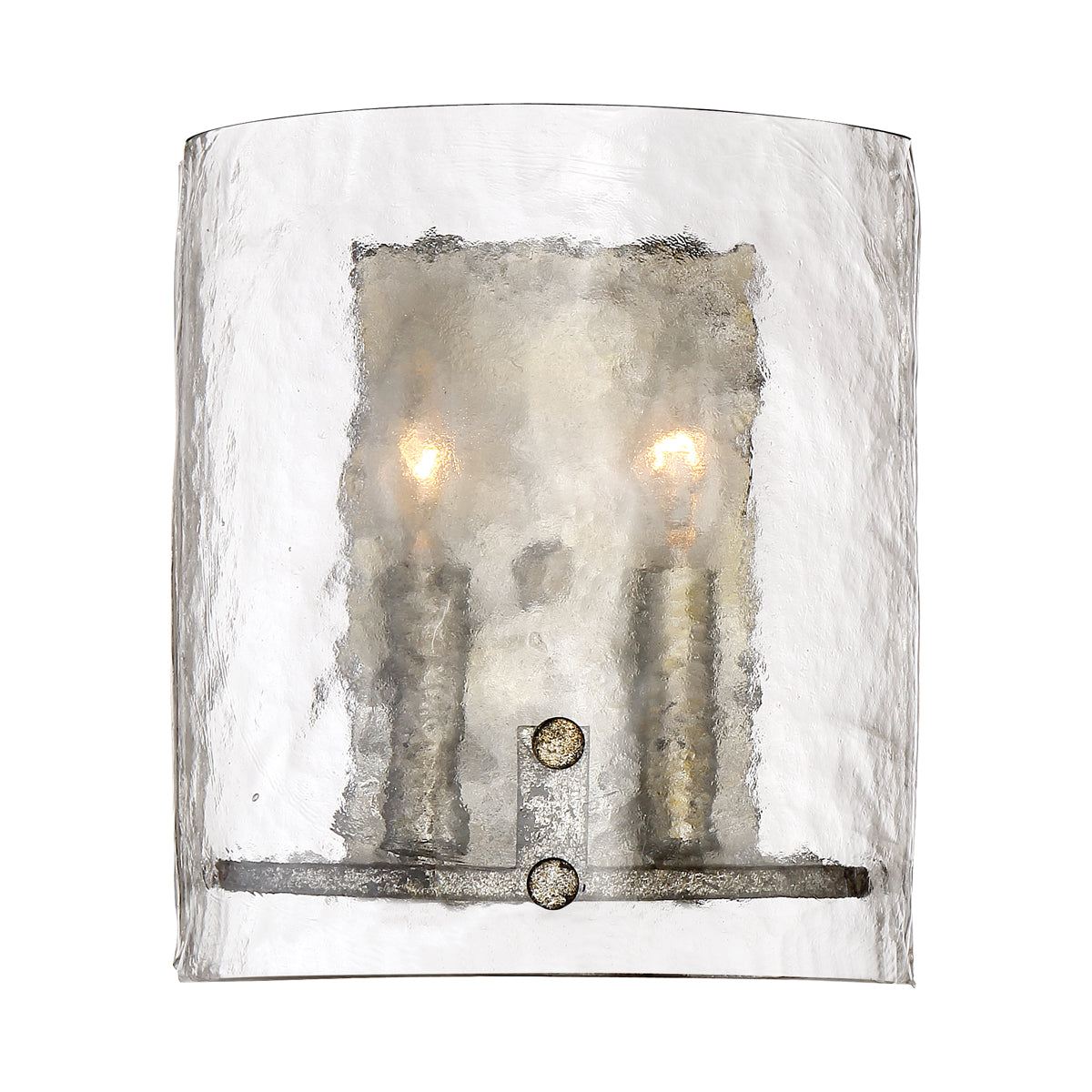  Fortress 2-Light Wall Sconce In Mottled Silver