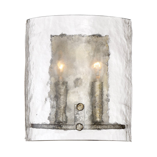  Fortress 2-Light Wall Sconce In Mottled Silver