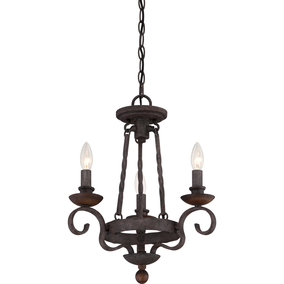 Noble 3-Light Chandelier In Rustic Black