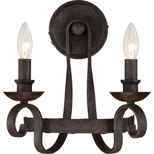  Noble 2-Light Wall Sconce In Rustic Black