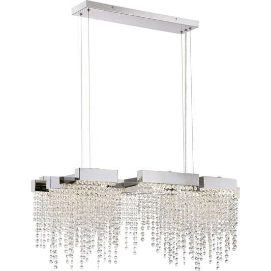 Crystal Falls LED Island Light In Polished Nickel
