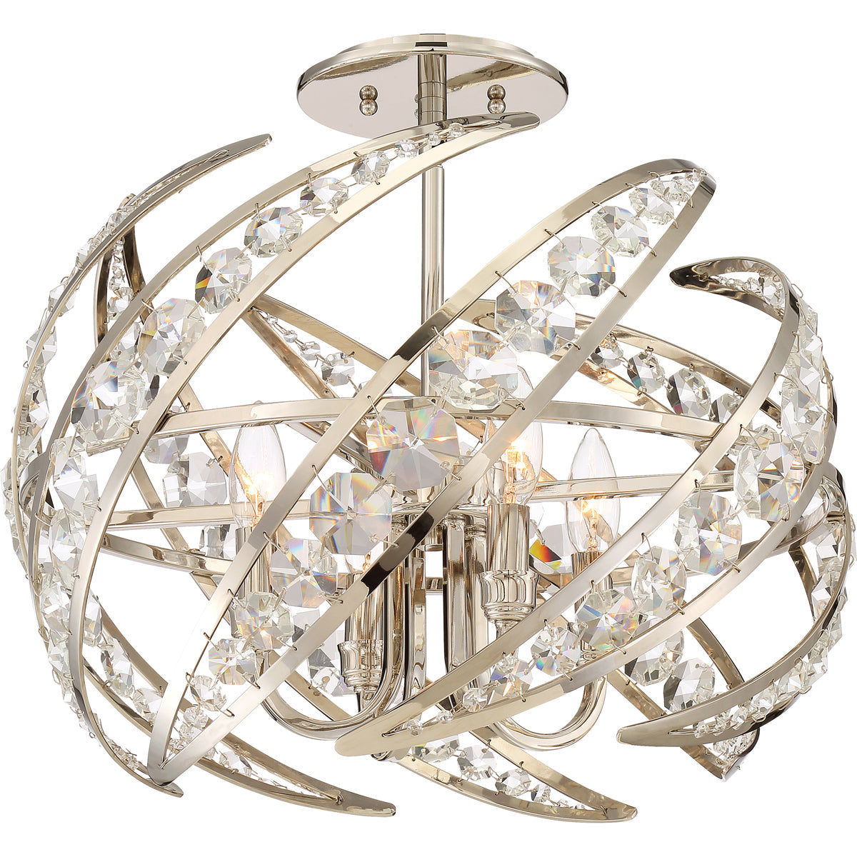  Crescent 4-Light Semi-Flush Mount In Polished Nickel