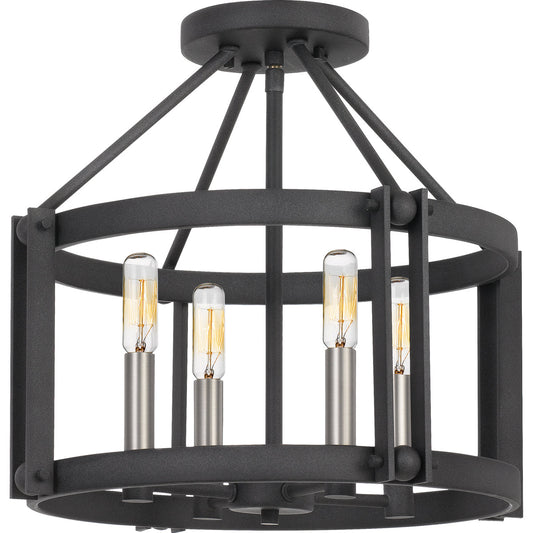  Victor 4-Light Semi-Flush Mount In Mottled Black