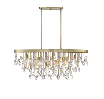  Livorno 8-Light Linear Chandelier In Noble Brass