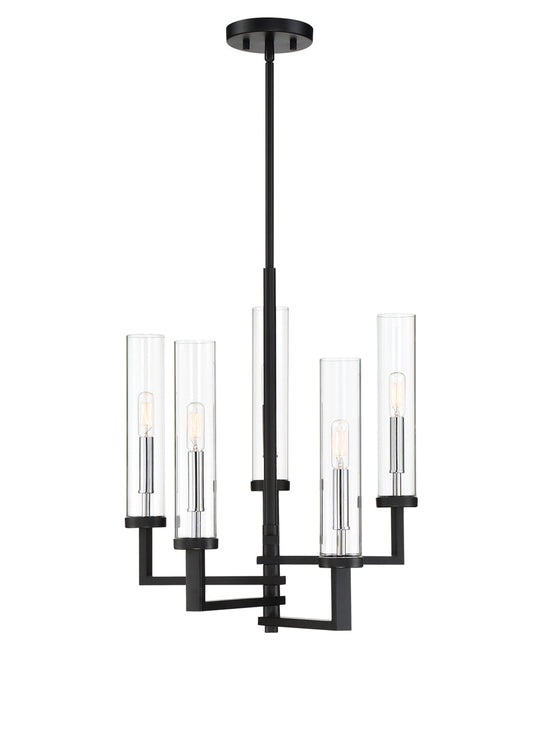  Folsom 5-Light Chandelier In Matte Black With Polished Chrome Accents