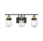  Macauley 3-Light Bath In Vintage Black With Warm Brass